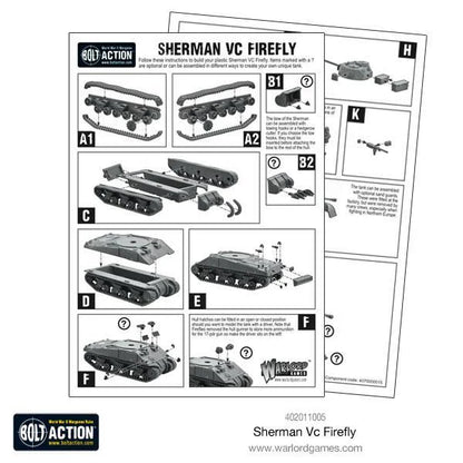 Sherman Firefly Vc - Bolt Action 28mm - instrukcja montażu schemat części kadłub gąsienice wieża 17-pdr - Warlord Games