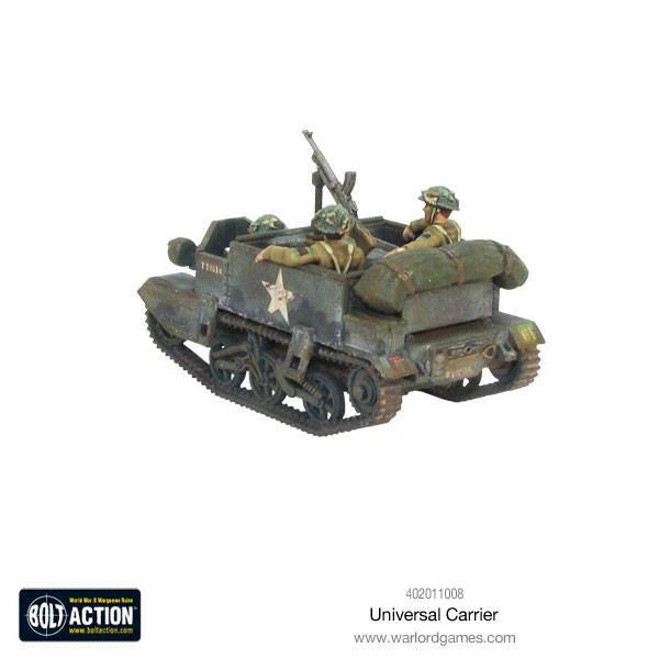Universal Carrier Bren Carrier - Bolt Action 28mm - widok z tyłu załoga Bren gun white star gąsienice - Warlord Games