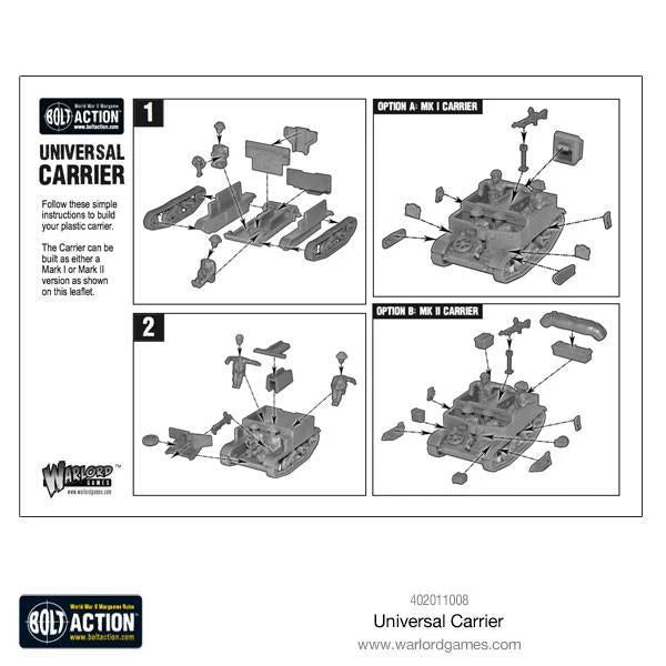 Universal Carrier Bren Carrier - Bolt Action 28mm - instrukcja montażu Mk I Mk II schemat części - Warlord Games