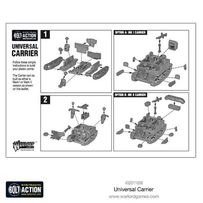 Universal Carrier Bren Carrier - Bolt Action 28mm - instrukcja montażu Mk I Mk II schemat części - Warlord Games
