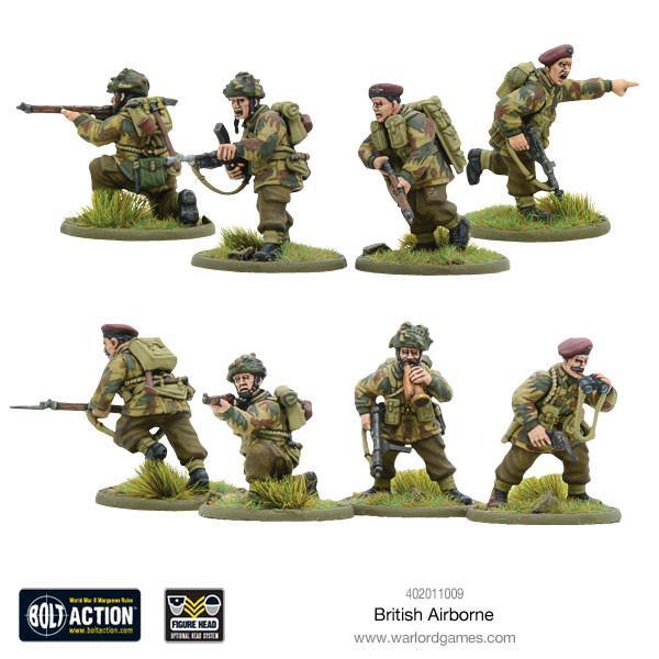 British Airborne WWII Paratroopers - Bolt Action 28mm - spadochroniarze w akcji dowódca Lee Enfield Sten - Warlord Games