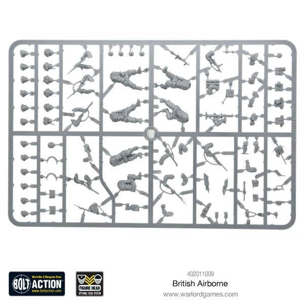 British Airborne WWII Paratroopers - Bolt Action 28mm - ramka plastikowa sprue figurki korpusy ręce głowy broń - Warlord Games