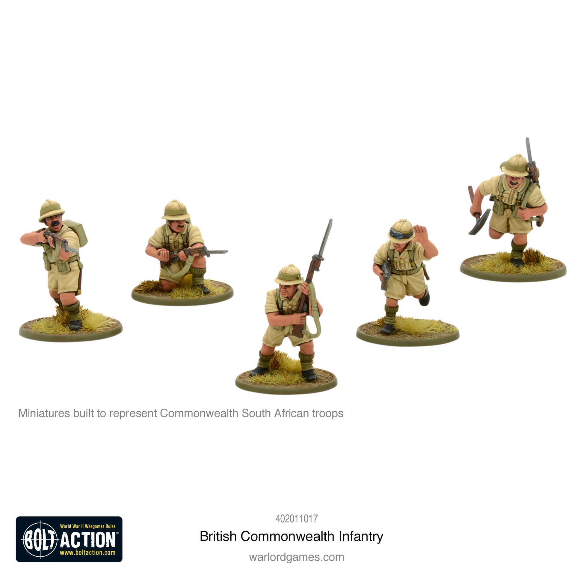 British Commonwealth Infantry - Bolt Action 28mm - South African troops sun helmets hełmy słoneczne Afryka Północna - Warlord Games