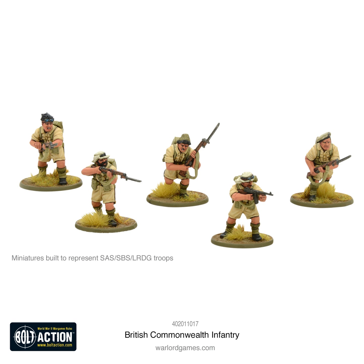 British Commonwealth Infantry - Bolt Action 28mm - SAS SBS LRDG troops siły specjalne berety pustynne - Warlord Games