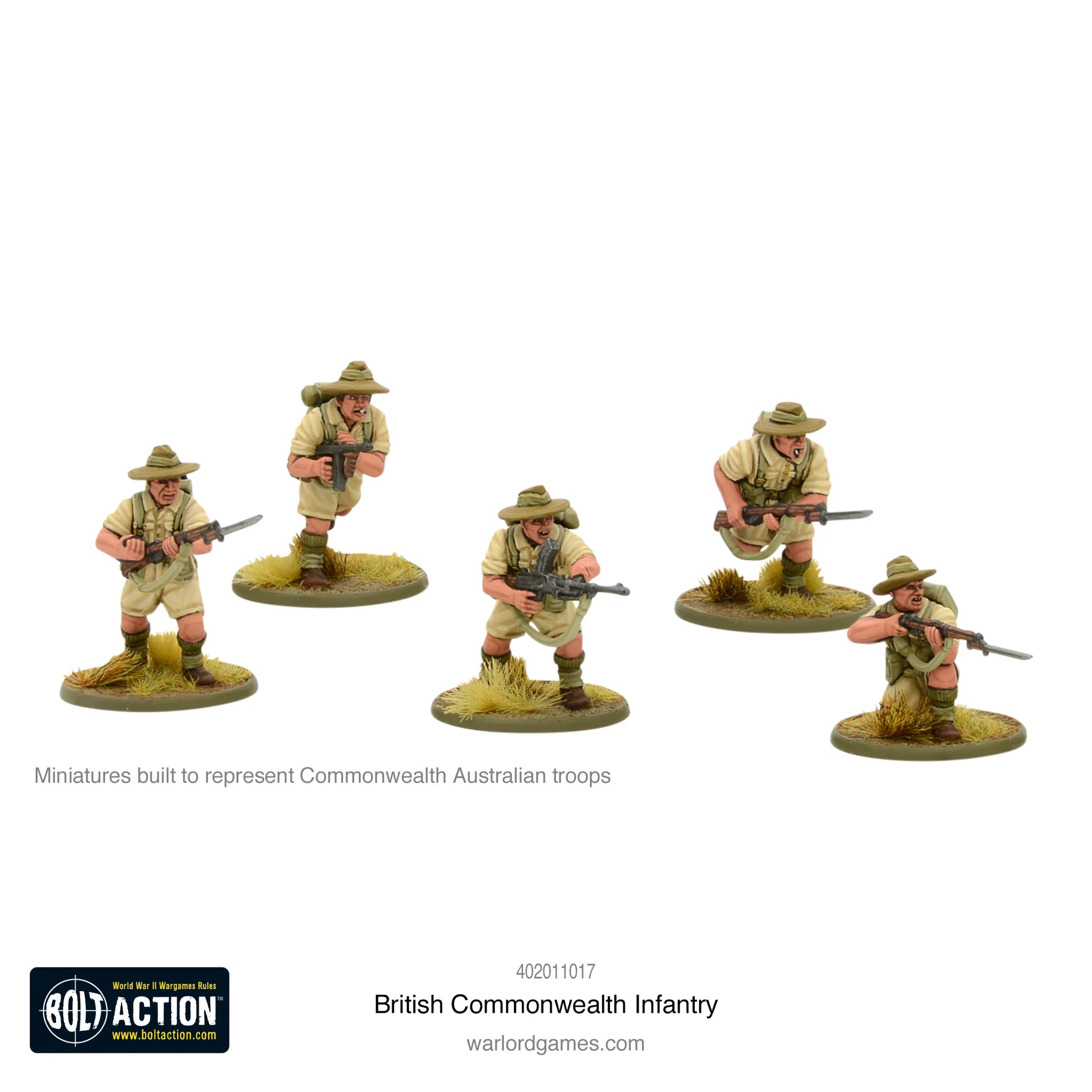 British Commonwealth Infantry - Bolt Action 28mm - Australian troops slouch hats Australijczycy Afryka Północna - Warlord Games