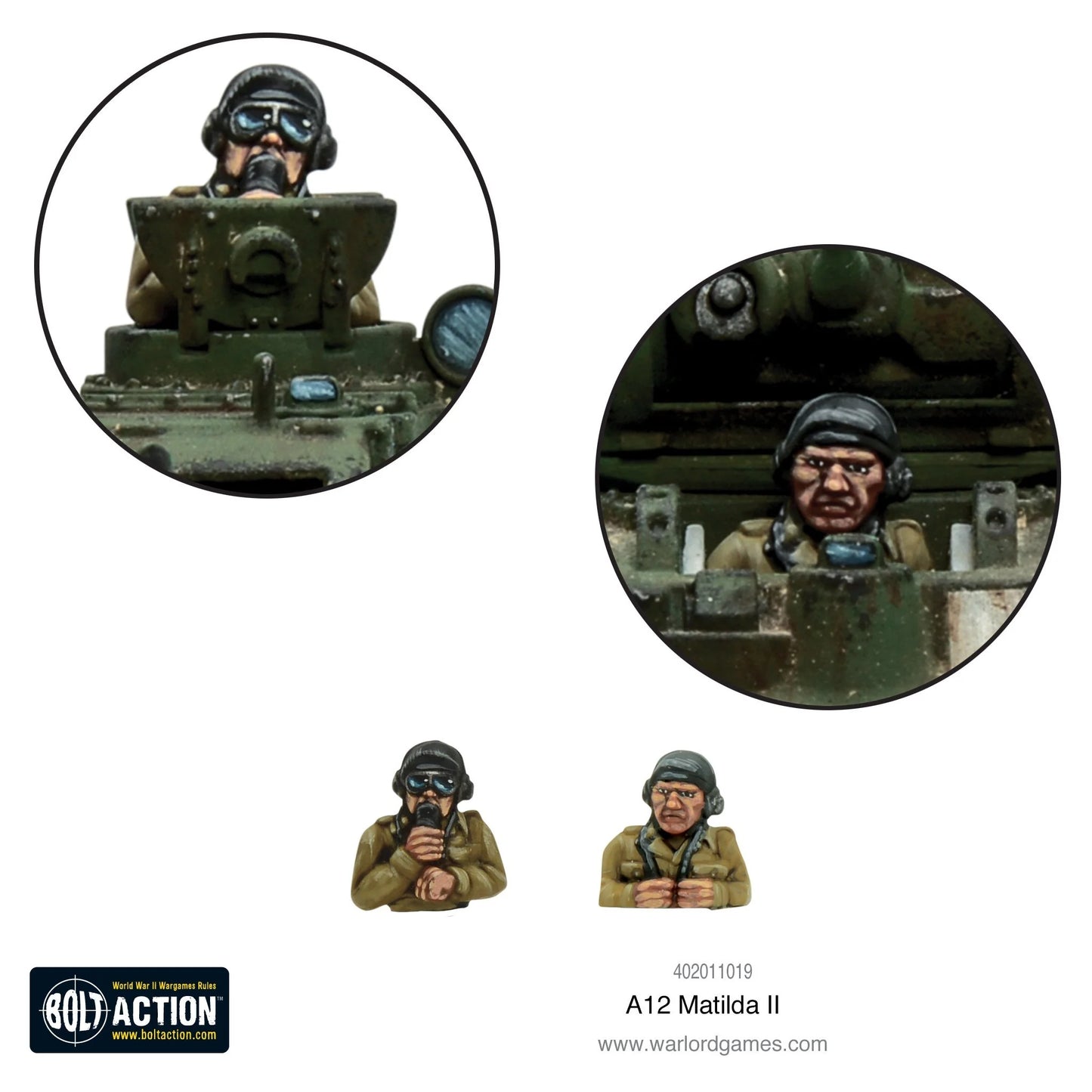 Matilda II Infantry Tank - Bolt Action 28mm - detale załogi commander driver British tank crew - Warlord Games