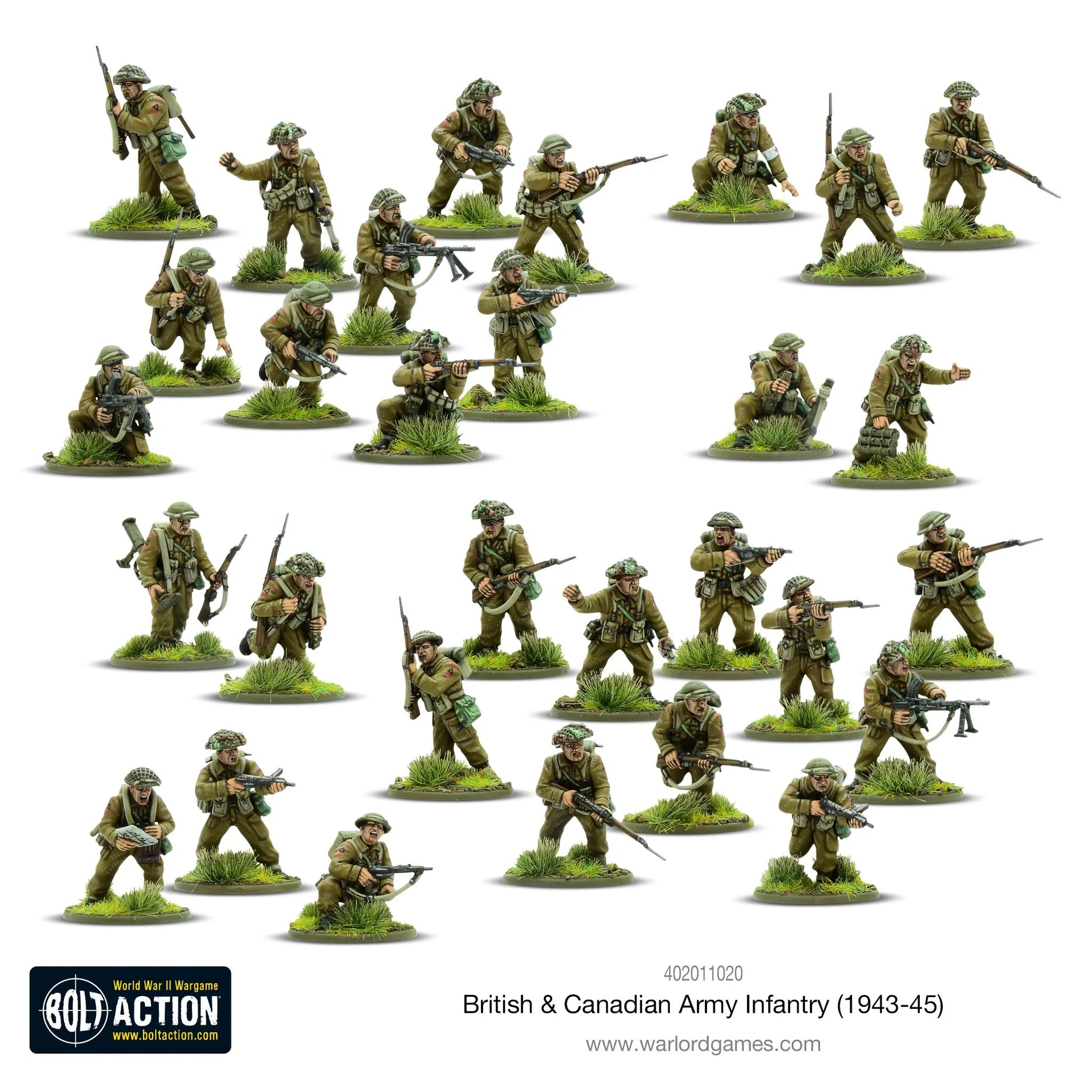 British Canadian Army Infantry 1943-45 - Bolt Action 28mm - 30 figurek pomalowanych kompletny zestaw - Warlord Games