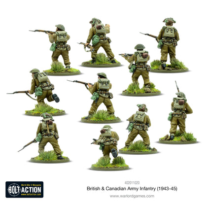 British Canadian Army Infantry 1943-45 - Bolt Action 28mm - grupa piechoty widok z tyłu mundury brytyjskie - Warlord Games