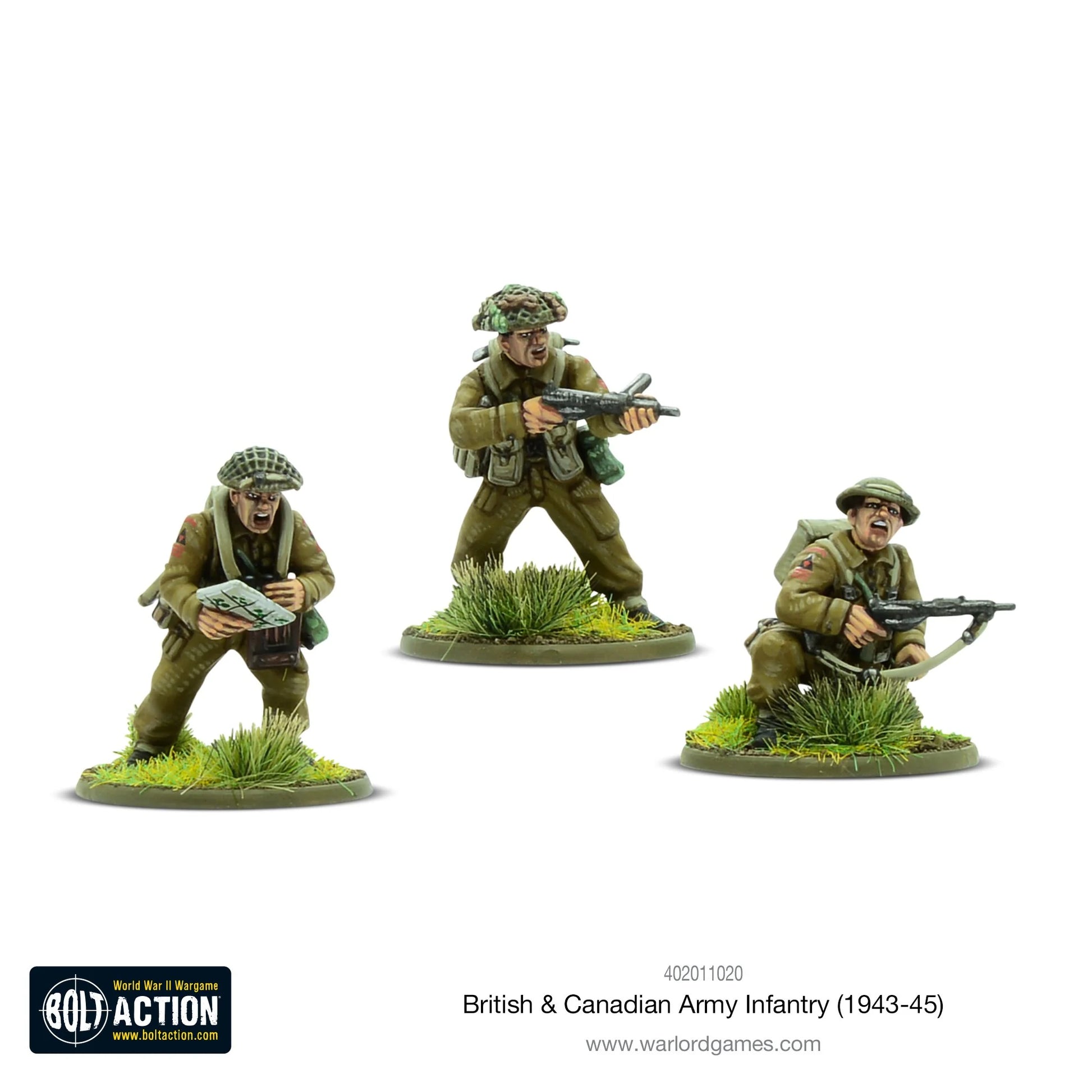 British Canadian Army Infantry 1943-45 - Bolt Action 28mm - zespół Sten gun pistolety maszynowe - Warlord Games