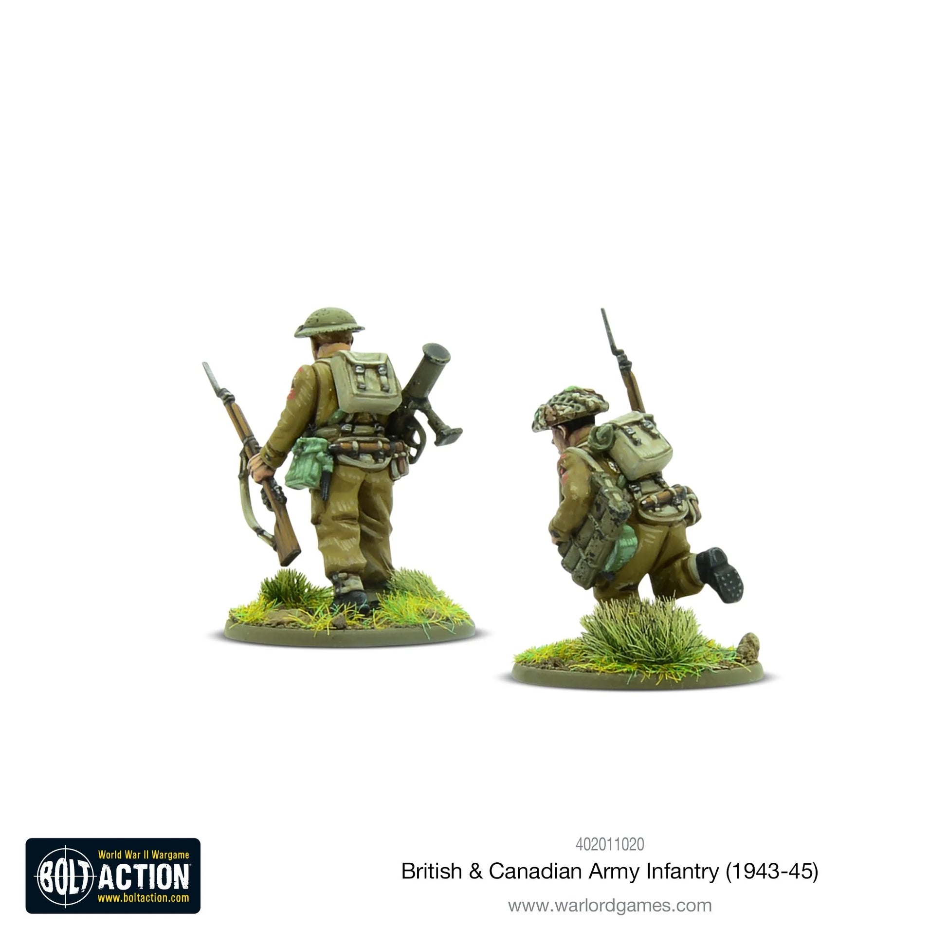 British Canadian Army Infantry 1943-45 - Bolt Action 28mm - zespół PIAT widok z tyłu wyposażenie plecaki - Warlord Games