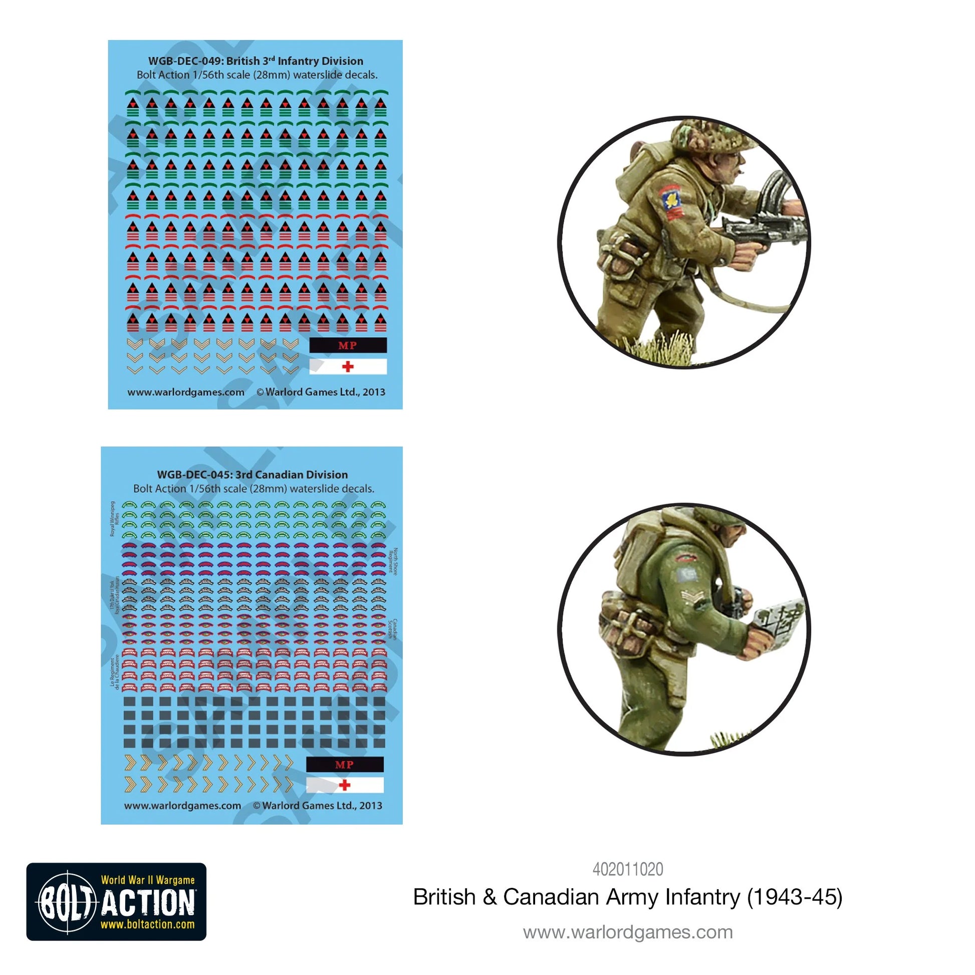 British Canadian Army Infantry 1943-45 - Bolt Action 28mm - arkusze kalkomanii British 3rd Infantry Division Canadian 3rd Division - Warlord Games