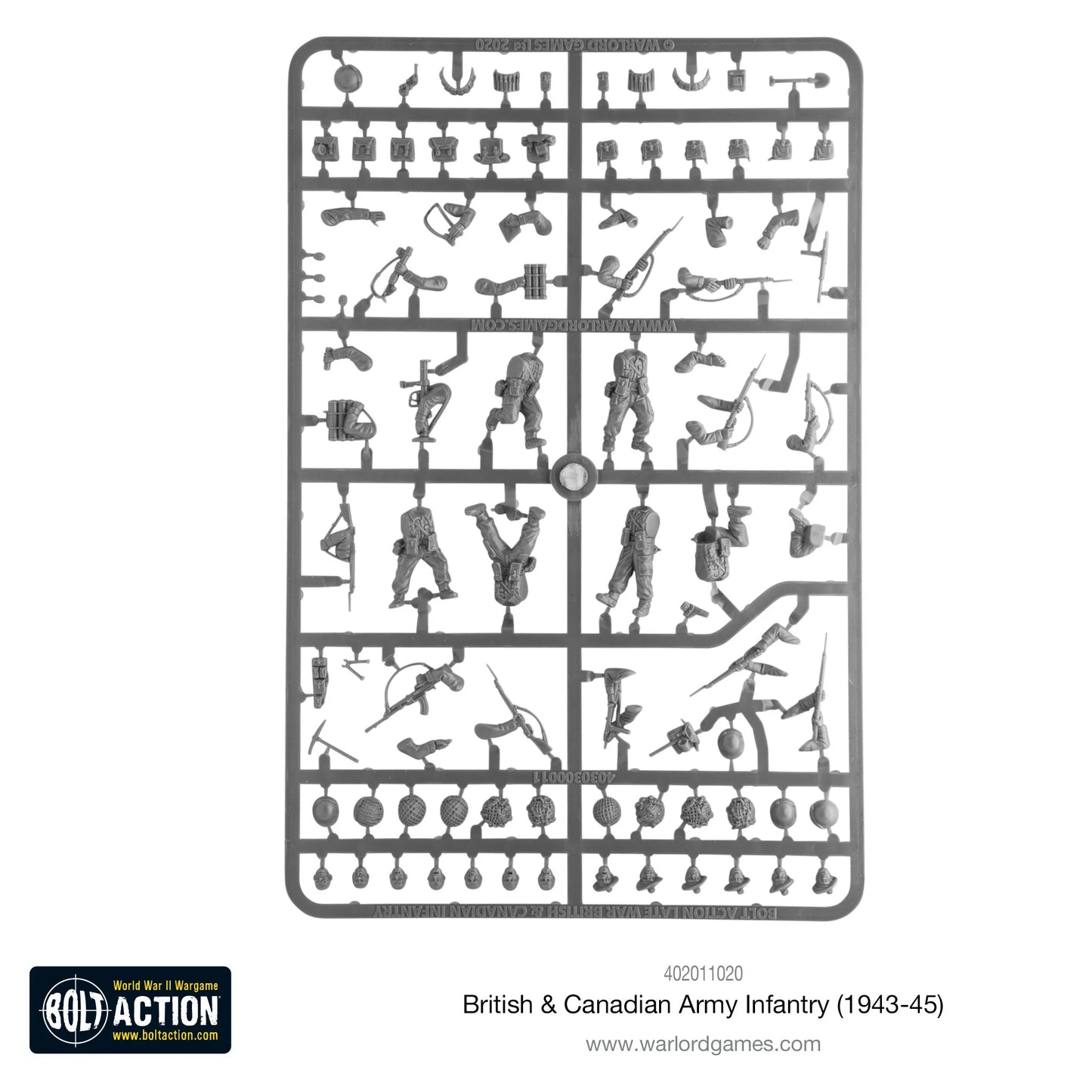 British Canadian Army Infantry 1943-45 - Bolt Action 28mm - ramka plastikowa sprue figurki korpusy ręce - Warlord Games