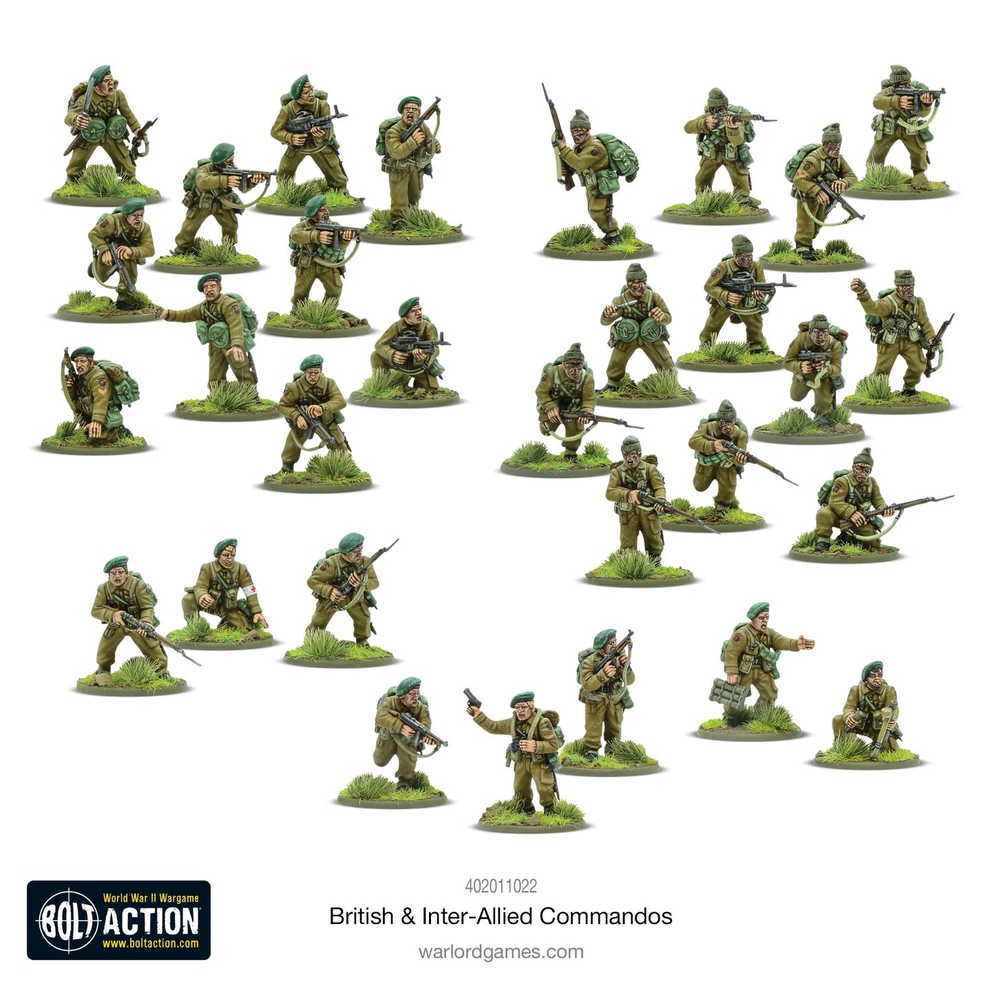 British Inter-Allied Commandos - Bolt Action 28mm - 30 figurek pomalowanych kompletny zestaw operacje specjalne - Warlord Games