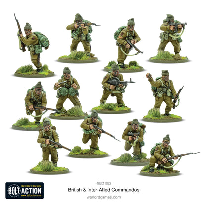 British Inter-Allied Commandos - Bolt Action 28mm - sekcja commandos berety zielone Sten Thompson - Warlord Games