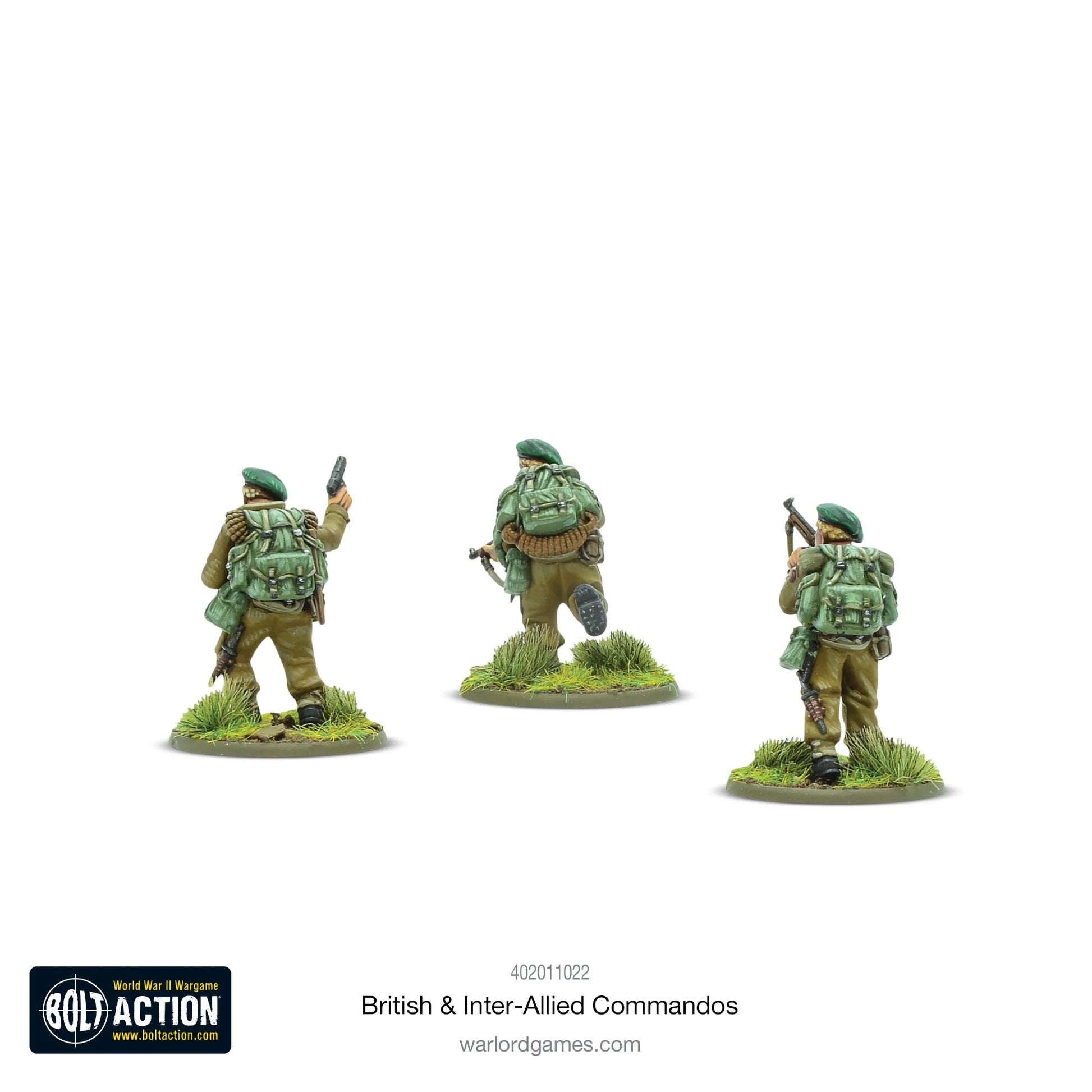 British Inter-Allied Commandos - Bolt Action 28mm - commandos widok z tyłu plecaki Bergen wyposażenie bojowe - Warlord Games
