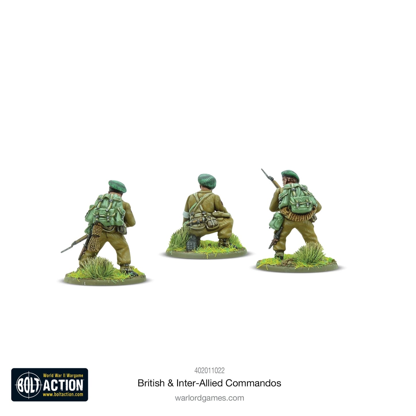 British Inter-Allied Commandos - Bolt Action 28mm - commandos widok z tyłu berety plecaki amunicja - Warlord Games