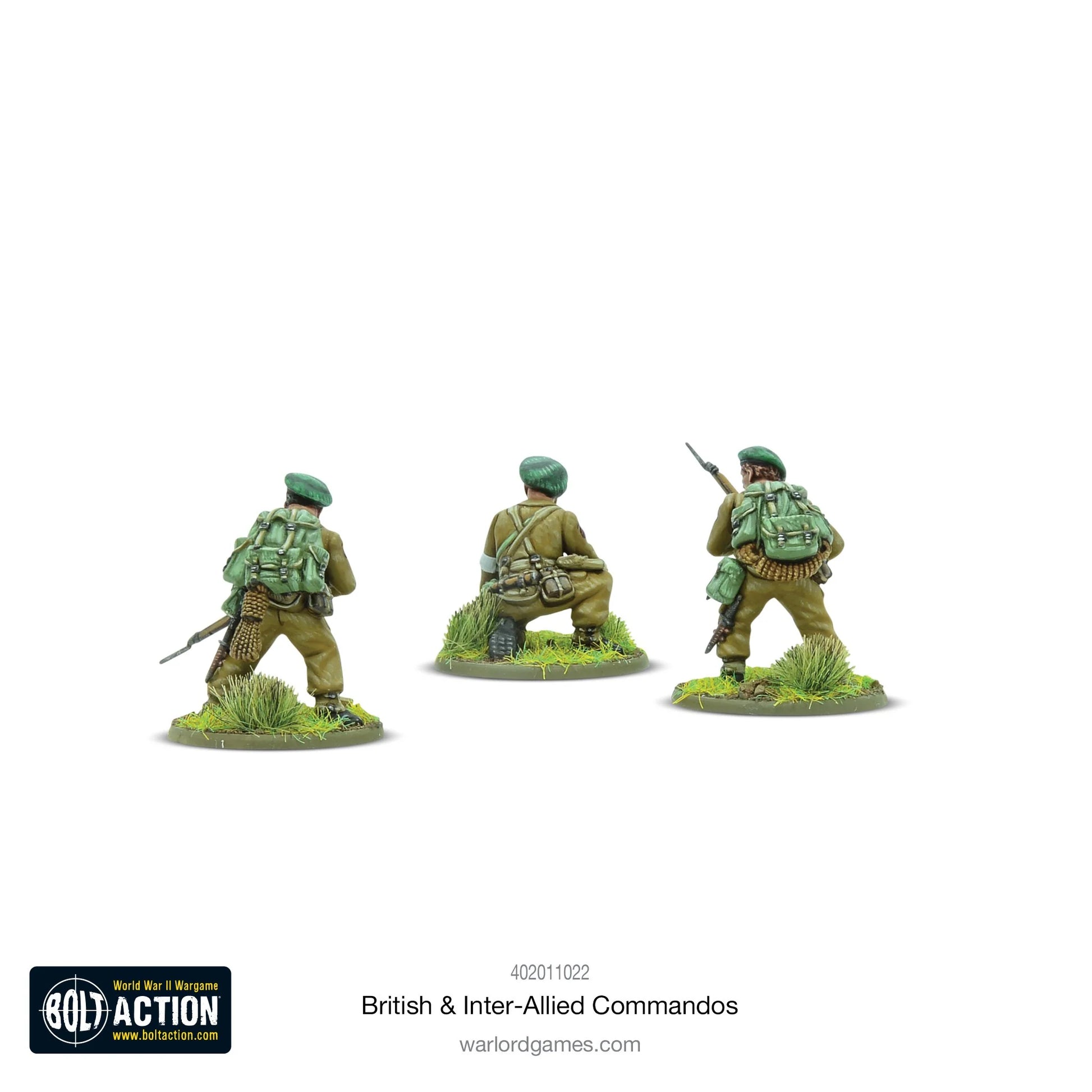 British Inter-Allied Commandos - Bolt Action 28mm - commandos widok z tyłu berety plecaki amunicja - Warlord Games