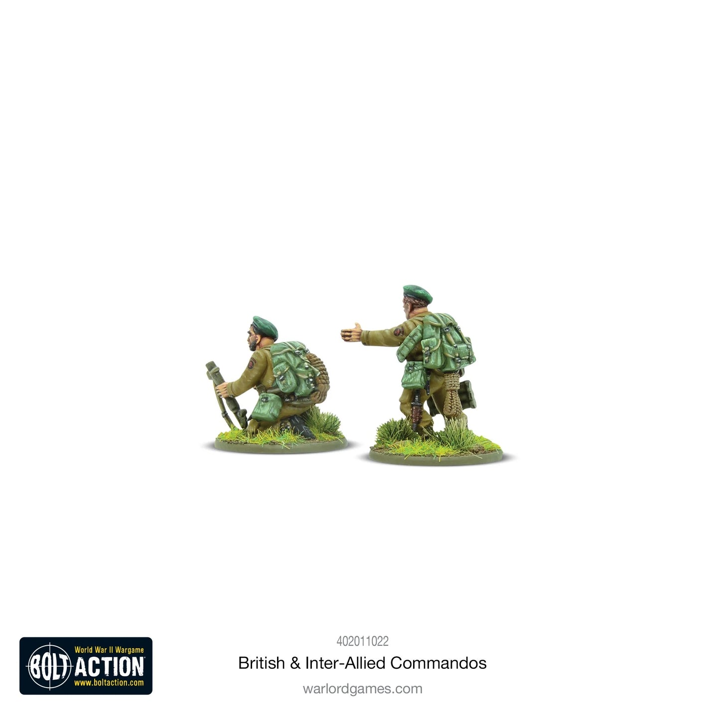 British Inter-Allied Commandos - Bolt Action 28mm - dowódca commando widok z tyłu plecak Bergen beret - Warlord Games