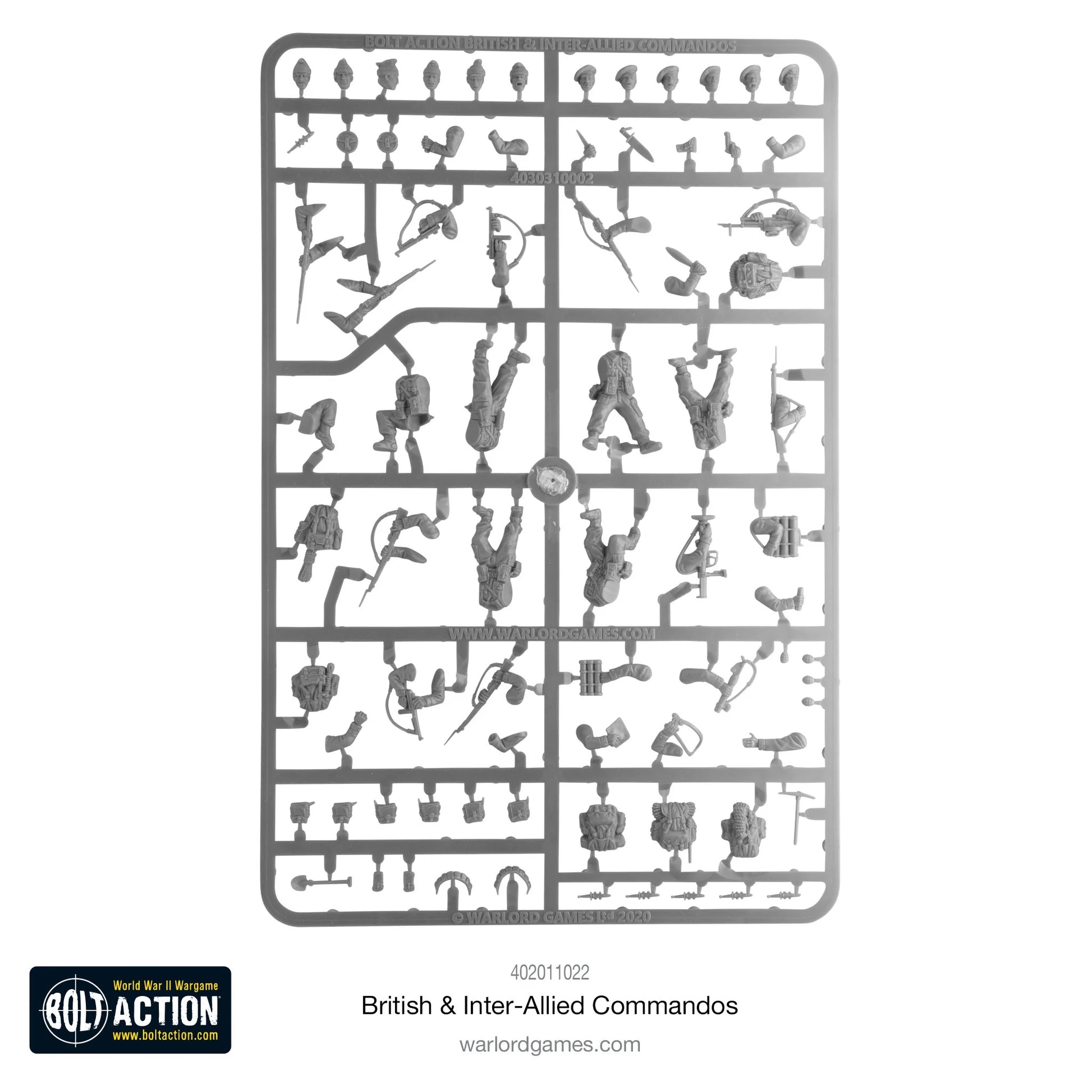 British Inter-Allied Commandos - Bolt Action 28mm - ramka plastikowa sprue figurki broń głowy wyposażenie - Warlord Games