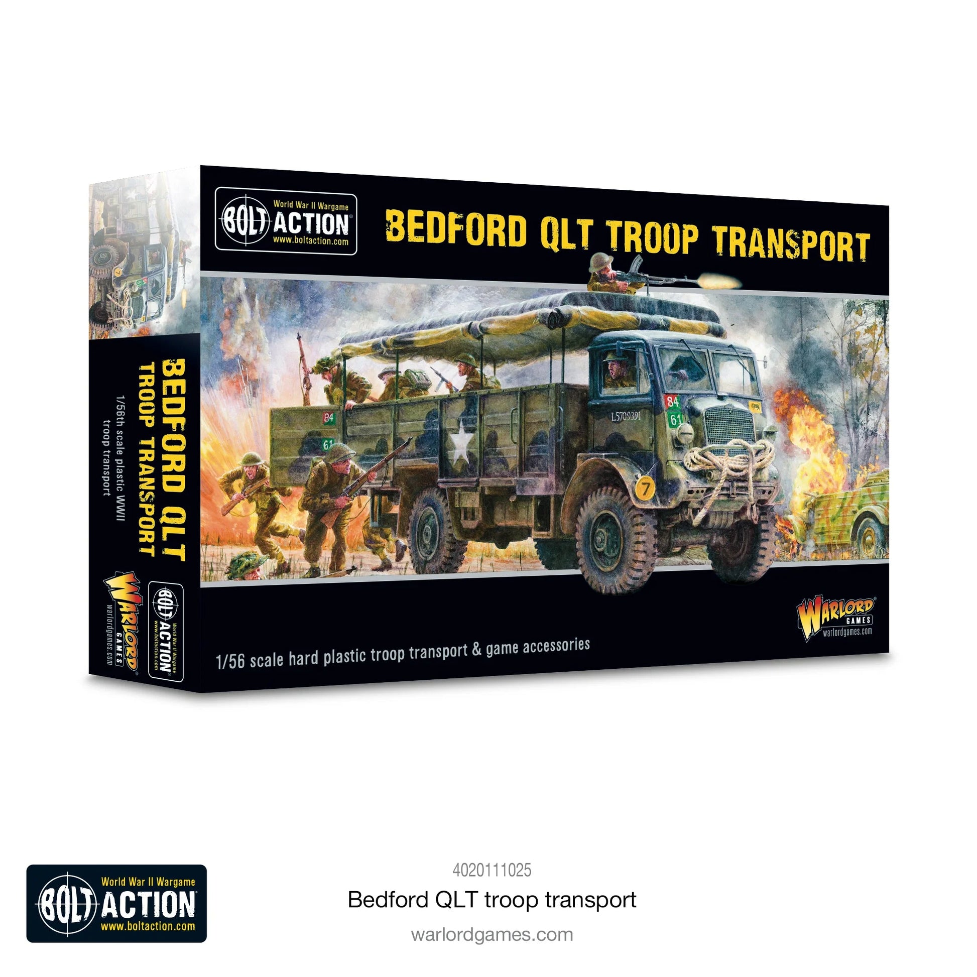 Bedford QLT Troop Transport - Bolt Action 28mm - pudełko plastikowy model British truck siedzący żołnierze scena bitewna - Warlord Games