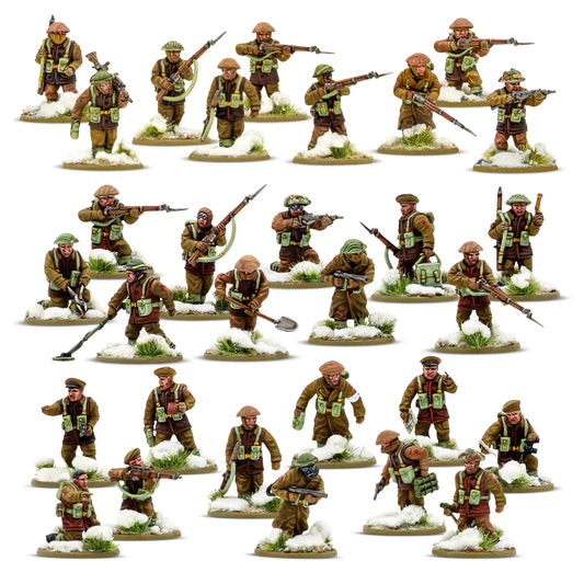 British Canadian Infantry Winter Platoon - Bolt Action 28mm - 30 figurek pomalowanych greatcoats płaszcze zimowe śnieg - Warlord Games