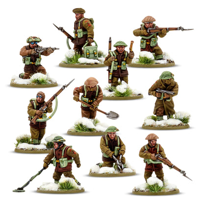 British Canadian Infantry Winter Platoon - Bolt Action 28mm - engineers section minesweeper PIAT flamethrower - Warlord Games