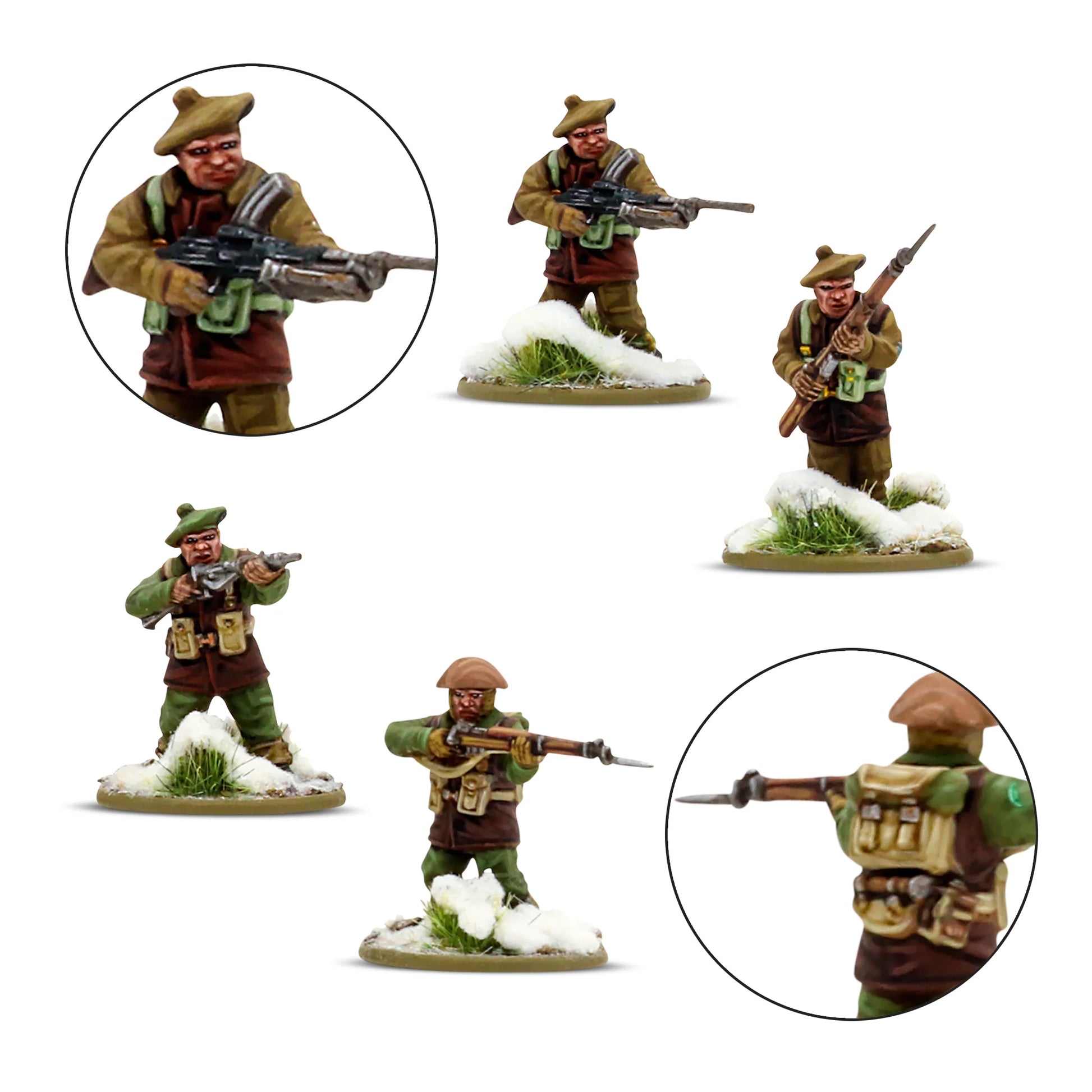 British Canadian Infantry Winter Platoon - Bolt Action 28mm - Bren gun LMG Lee Enfield rifle detale broni - Warlord Games