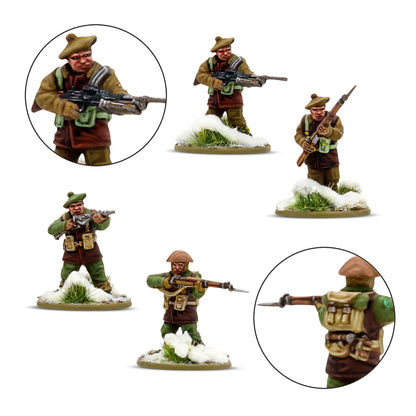 British Canadian Infantry Winter Platoon - Bolt Action 28mm - Bren gun LMG Lee Enfield rifle detale broni - Warlord Games