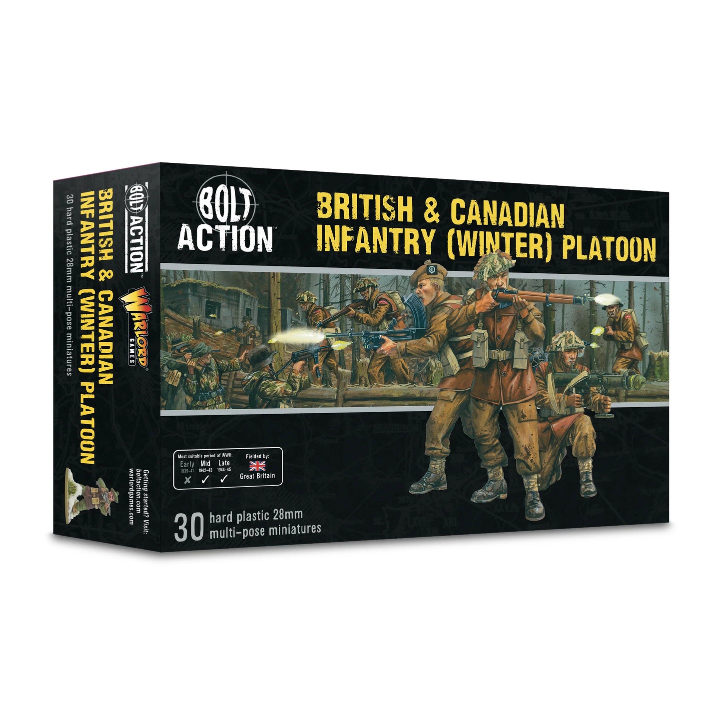 British Canadian Infantry Winter Platoon - Bolt Action 28mm - pudełko 30 figurek plastikowych zimowe mundury - Warlord Games