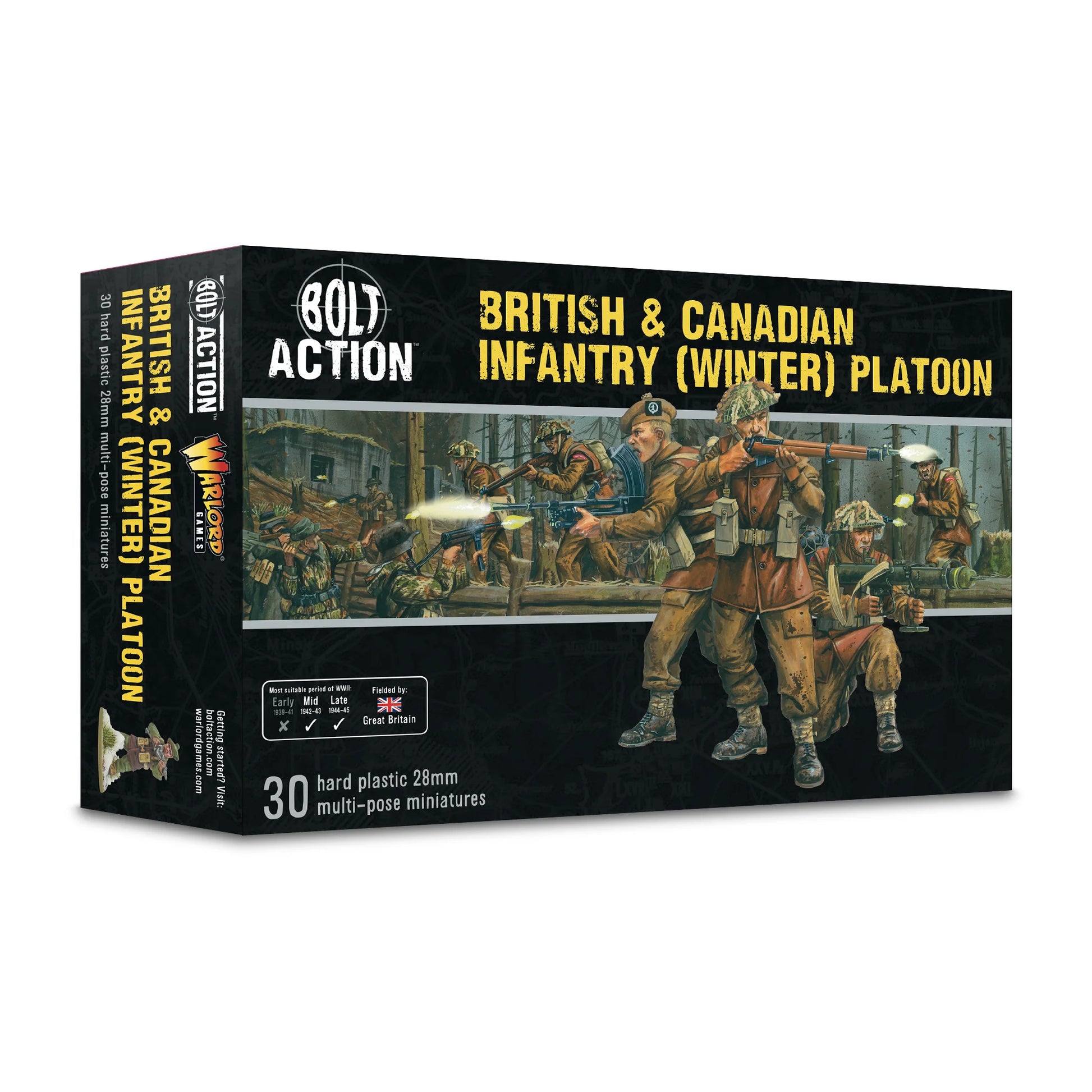 British Canadian Infantry Winter Platoon - Bolt Action 28mm - pudełko 30 figurek plastikowych zimowe mundury - Warlord Games