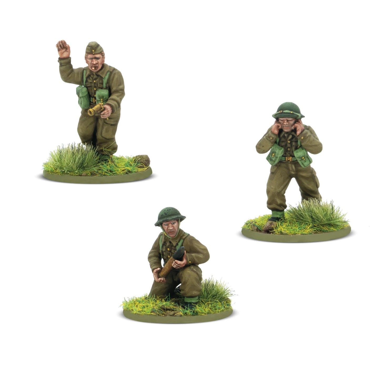 Warlord Games British 6-Pounder Anti-Tank Gun (Plastic) – zbliżenie armaty 6-funtowej z celowniczym w hełmie przy mechanizmie celowniczym, widok z prawej strony, detale armaty i podstawy 28mm Bolt Action