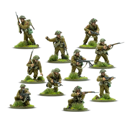 Warlord Games For King & Country – pudełko Bolt Action For King & Country British & Canadian Starter Army: 1 hard plastic 28mm British & Canadian starter army, flaga brytyjska, logo Bolt Action i Warlord Games, Bolt Action Third Edition