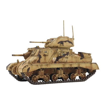 M3 Grant Medium Tank - Bolt Action 28mm - widok z boku załoga commander brytyjska spawana wieża hull gun kamuflaż pustyni - Warlord Games
