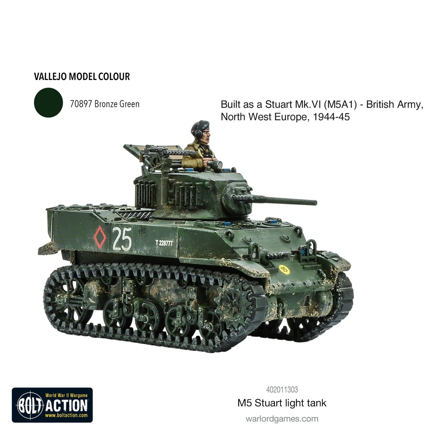 M5 Stuart Mk VI (M5A1) British Army zielony Bronze Green