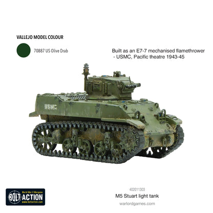 M5 Stuart E7-7 flamethrower USMC widok z boku