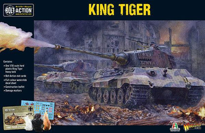 King Tiger - Bolt Action 1/56 28mm - opakowanie pudełko z ilustracją czołgu Tiger II w walce - plastikowy model Italeri - Warlord Games