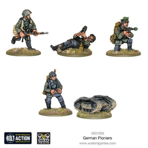 German Pioneers - Bolt Action 28mm - pionierzy z Goliath miną gąsienicową i ładunkami wybuchowymi - detale wyposażenia - Warlord Games