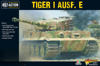 Tiger I Ausf E - Bolt Action 1/56 28mm - opakowanie pudełko z ilustracją czołgu ciężkiego Tiger w kamuflażu zimmerit - plastikowy model Italeri - Warlord Games