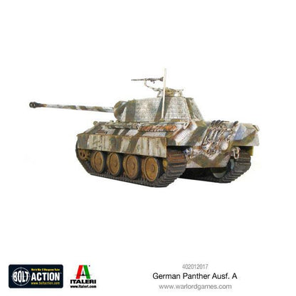 Panther Ausf A - Bolt Action 1/56 28mm - czołg średni w zimowym kamuflażu ambush z armatą 75mm KwK 42 L70 - widok z boku z efektami weathering - Warlord Games
