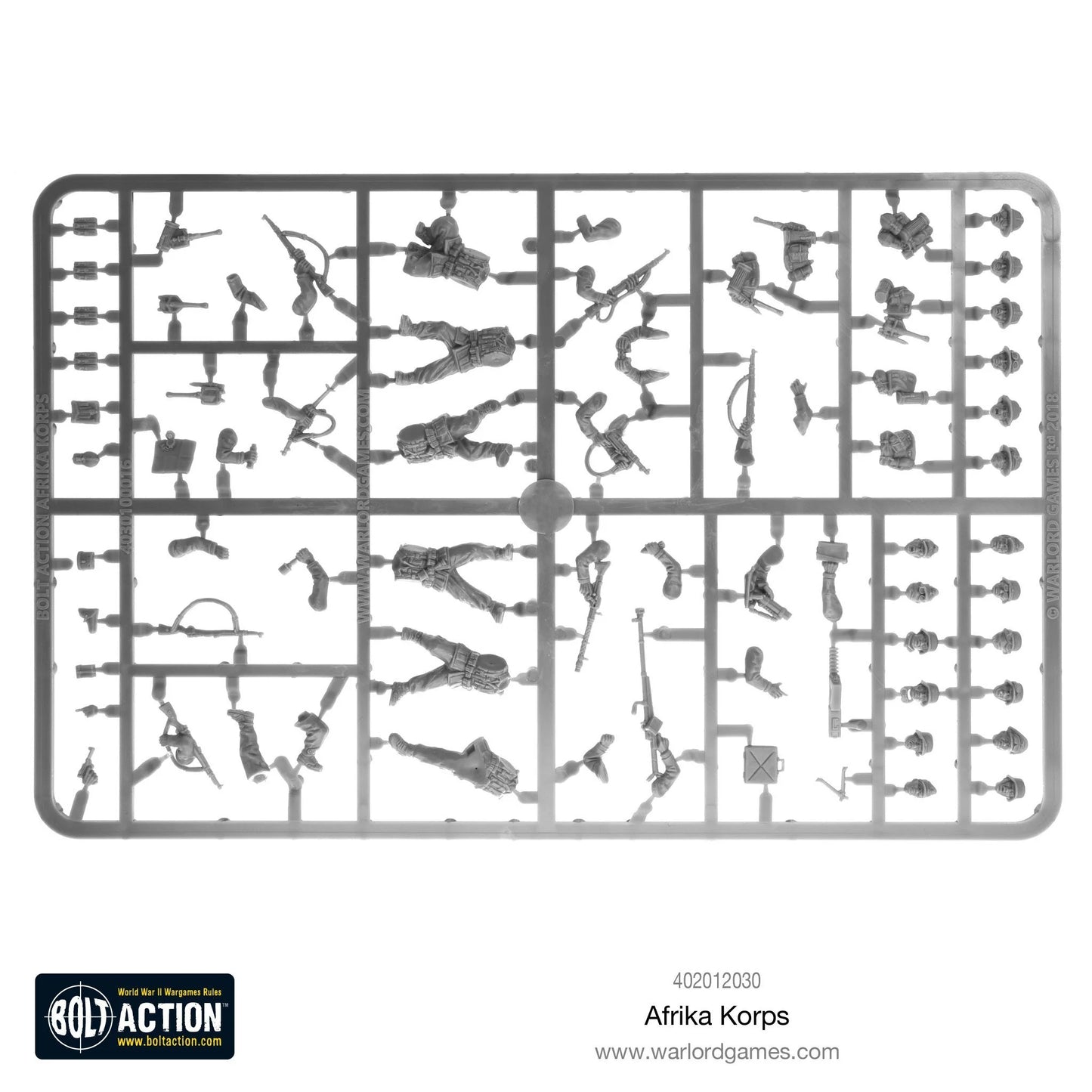 Afrika Korps Infantry - Bolt Action 28mm - wypraska plastikowa z częściami korpusów broni i głów - części do montażu - Warlord Games