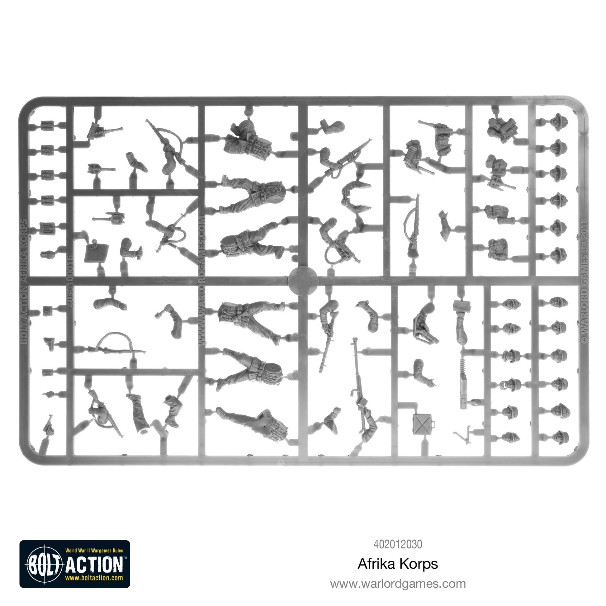 Afrika Korps Infantry - Bolt Action 28mm - wypraska plastikowa z częściami korpusów broni i głów - części do montażu - Warlord Games
