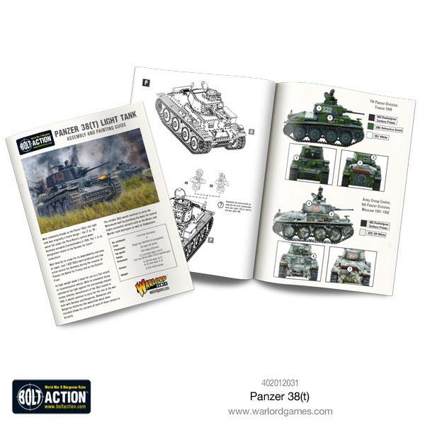 Panzer 38(t) - Bolt Action 1/56 28mm - przewodnik montażu i malowania z schematami kamuflażu niemieckiego węgierskiego rumuńskiego bułgarskiego i instrukcjami montażu - Warlord Games