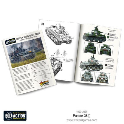 Panzer 38(t) - Bolt Action 1/56 28mm - przewodnik montażu i malowania z schematami kamuflażu niemieckiego węgierskiego rumuńskiego bułgarskiego i instrukcjami montażu - Warlord Games