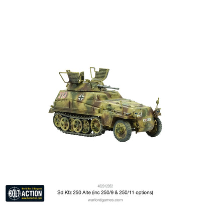 Sd.Kfz 250/9 Alte Half-Track - Bolt Action 28mm - wariant rozpoznawczy z zamkniętą wieżą i działkiem 2cm - kamuflaż trójkolorowy - Warlord Games