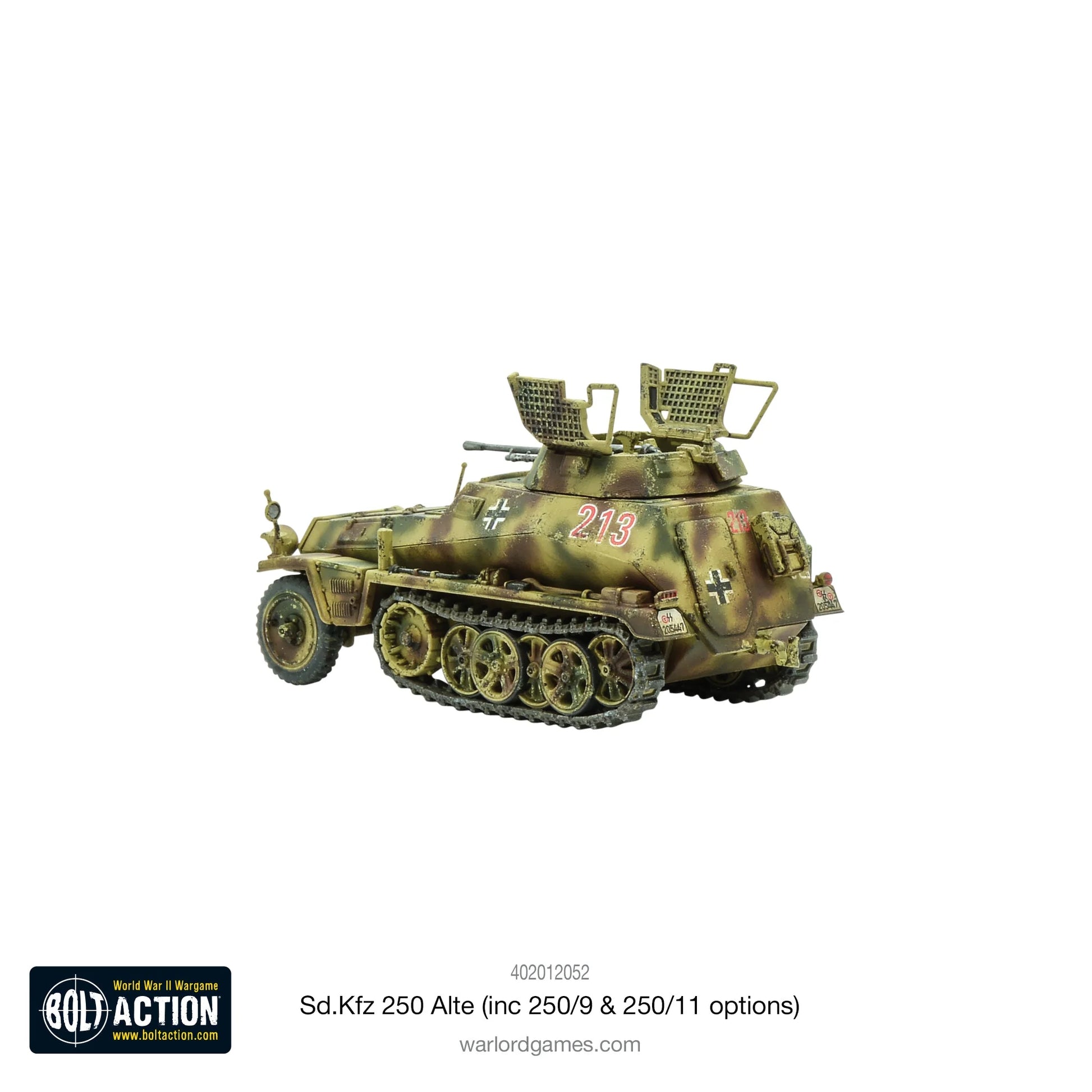 Sd.Kfz 250/9 Alte Half-Track - Bolt Action 28mm - lekki transporter gąsienicowy Wehrmacht z wieżą obrotową - detale gąsienic i kół - Warlord Games