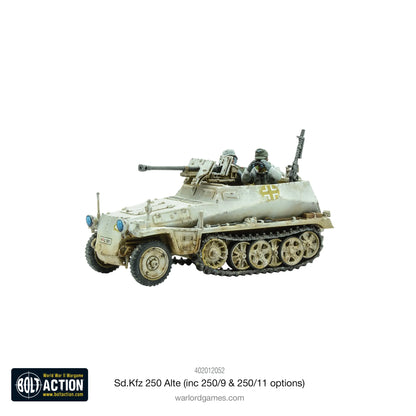 Sd.Kfz 250/11 Alte Half-Track - Bolt Action 28mm - pojazd dowódcy plutonu z załogą Wehrmacht w mundurach zimowych - widok z lewej strony - Warlord Games