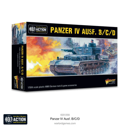 Panzer IV Ausf B C D - Bolt Action 1/56 28mm - opakowanie pudełko z ilustracją Panzer IV w walce Polska Francja Rosja - plastikowy model 1/56 - Warlord Games