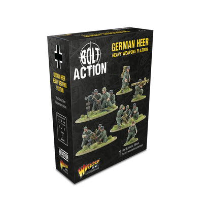Warlord Games German Heer Heavy Weapons Platoon – pudełko zestawu Bolt Action z ilustracją figurek na okładce 28mm