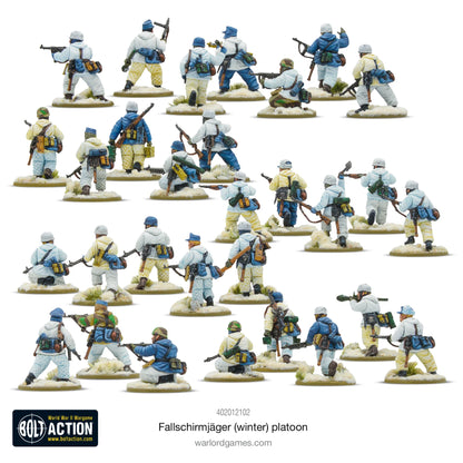 Fallschirmjäger Winter - Bolt Action 28mm - 30 spadochroniarzy z FG42 STG44 MG42 w pikowanych mundurach zimowych - widok z tyłu - Warlord Games