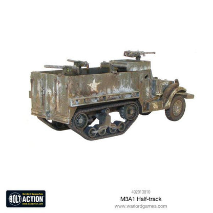 M3A1 Halftrack Bolt Action - widok z tyłu z karabinami maszynowymi .30 cal i .50 cal, gwiazda USA, weathering i detale
